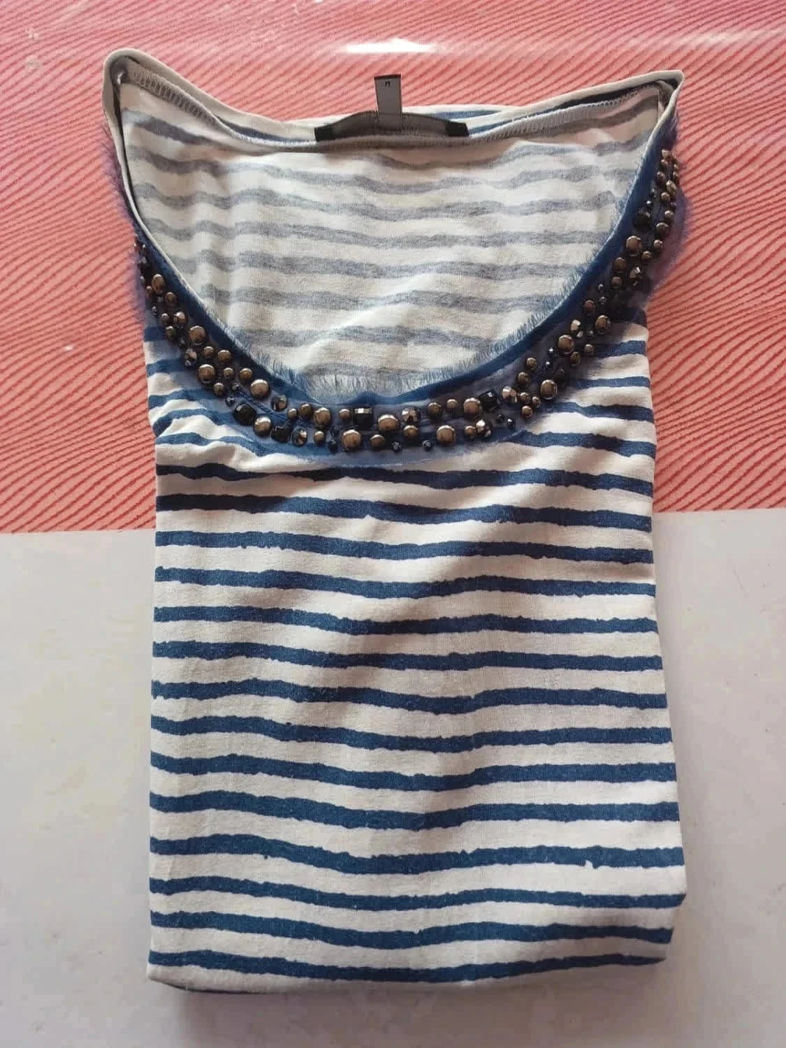T-shirt met marinière, maat M – photo 4